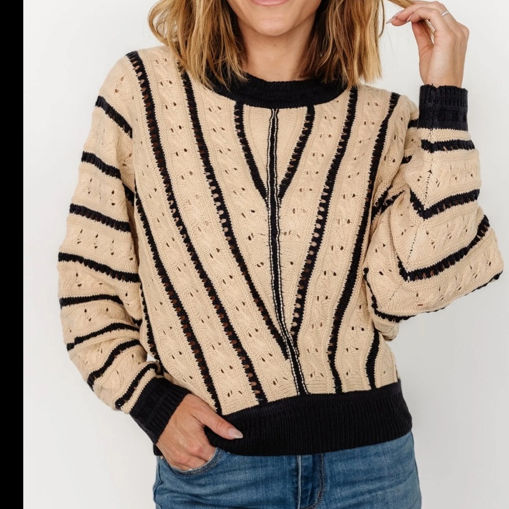 Navy & Beige Striped Sweater